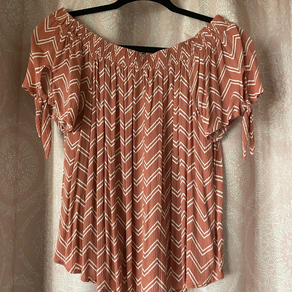 Off the shoulder bow tie blouse